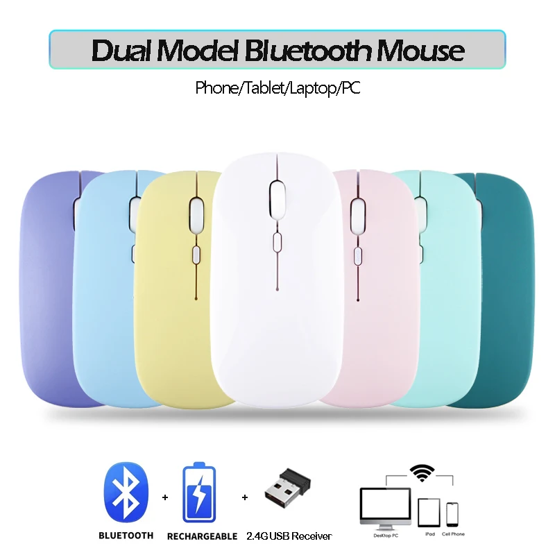 Silent Wireless Mouse Įkrovimo Dula Modelio Planšetinį kompiuterį 