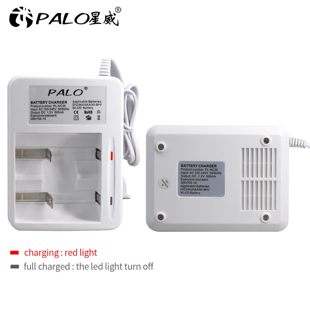 PALO 2vnt 8000mAh D rechargerable baterijas + NC35 greito įkrovimo pažangi baterijų įkroviklis AA, AAA 2A 3A C D NI-MH NI-CD 1