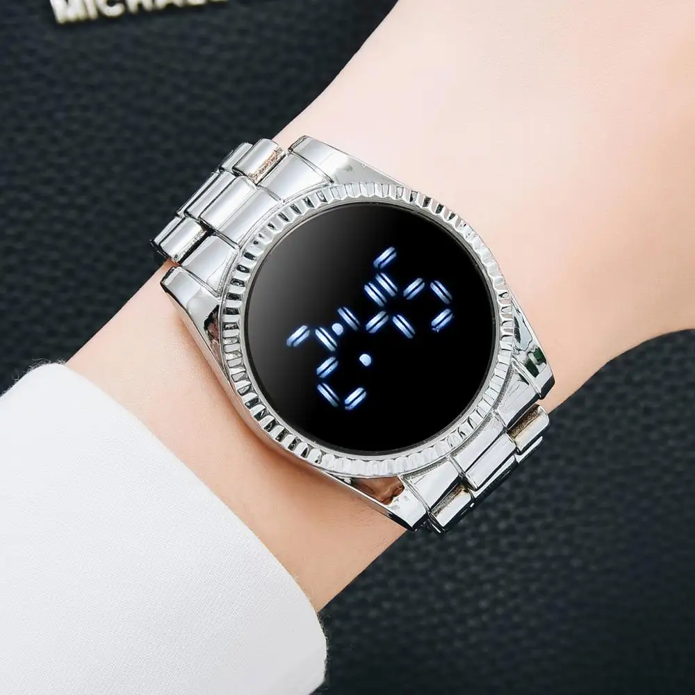 Prabanga Skaitmeninio Verslo Laikrodžiai Moterims Ponios Suknelė Mados Aukso LED Dial Apyranke Kvarciniai Rankiniai Laikrodžiai Moterų Reloj Mujer 4