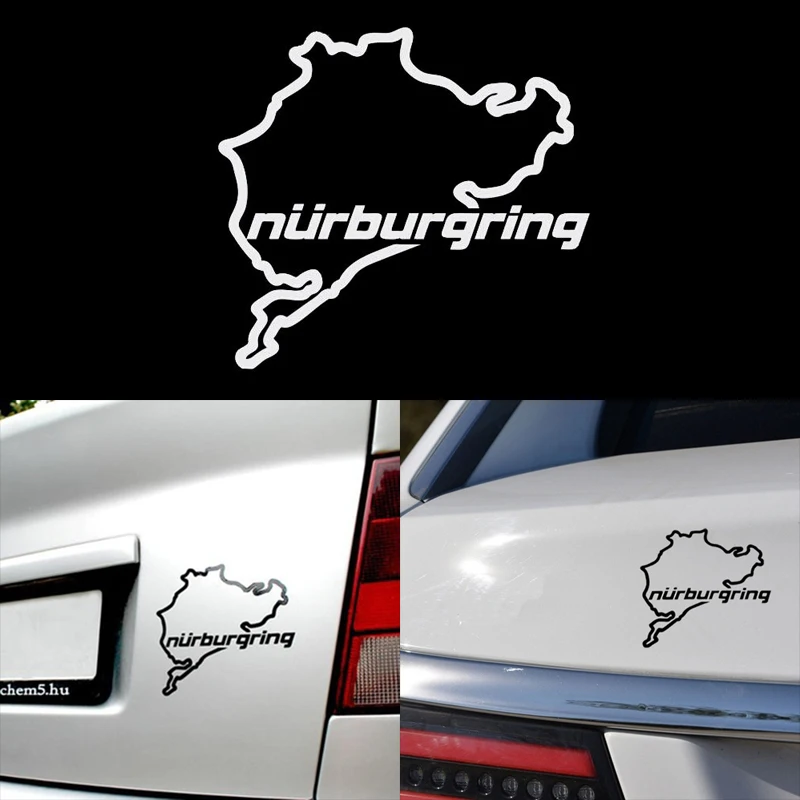 Automobilių Stiliaus Lenktynių Kelių Lenktynių Nurburgring Kūrybinių Mados Universalus Langų Lipdukai, Balta/Juoda 2