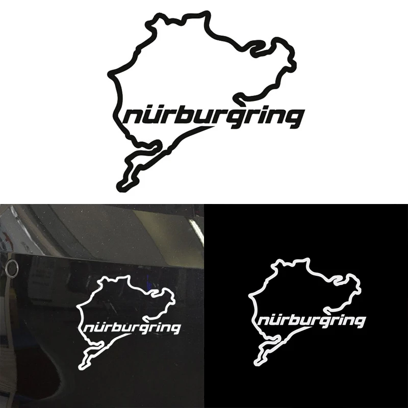 Automobilių Stiliaus Lenktynių Kelių Lenktynių Nurburgring Kūrybinių Mados Universalus Langų Lipdukai, Balta/Juoda 3