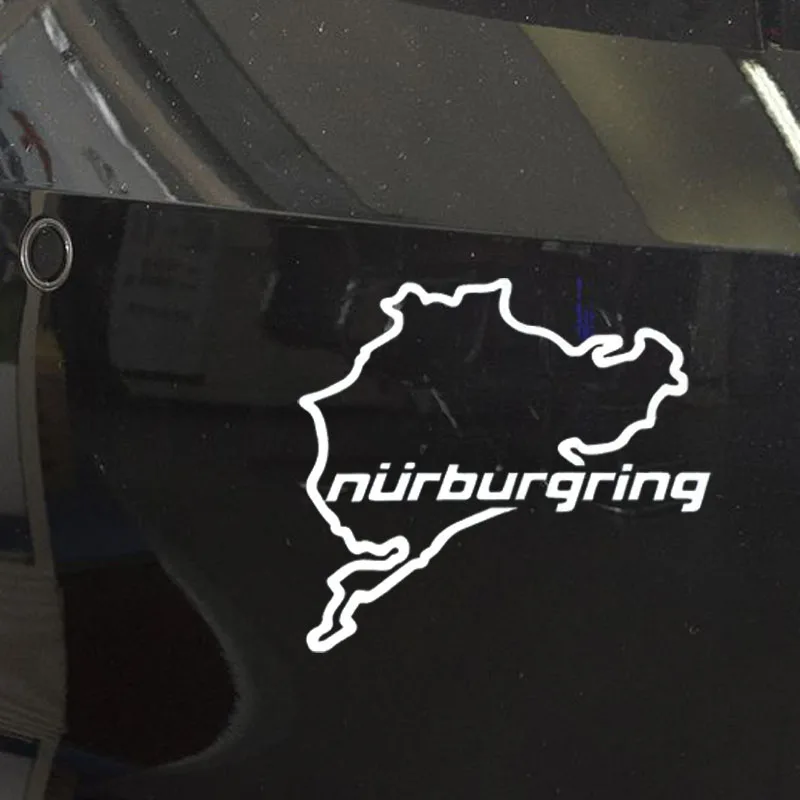 Automobilių Stiliaus Lenktynių Kelių Lenktynių Nurburgring Kūrybinių Mados Universalus Langų Lipdukai, Balta/Juoda 5