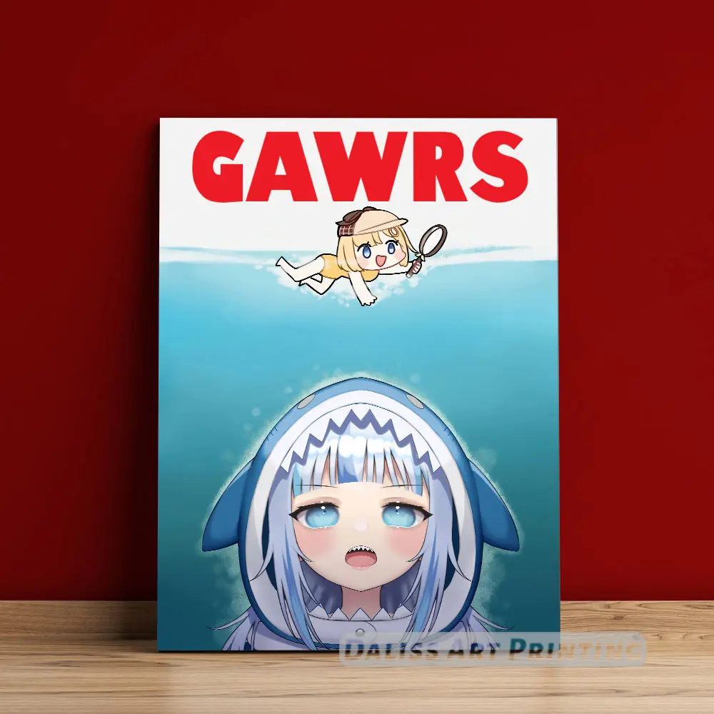 Drobė Anime Gawr Gura Nuotraukas, Namų Dekoravimas Paveikslų, Plakatų HD Spaudinių Sienos Meno Modulinės Kambarį Įrėminti 0