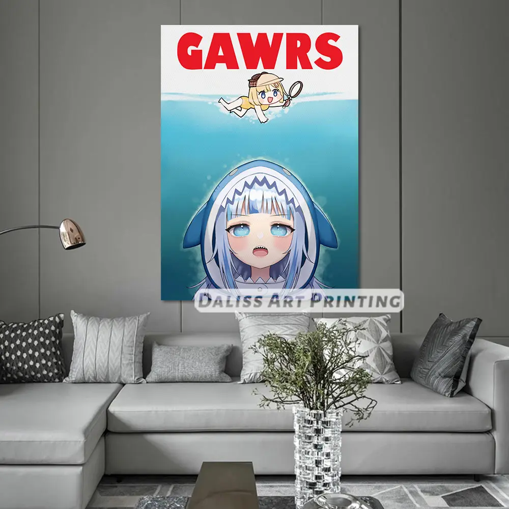 Drobė Anime Gawr Gura Nuotraukas, Namų Dekoravimas Paveikslų, Plakatų HD Spaudinių Sienos Meno Modulinės Kambarį Įrėminti 2