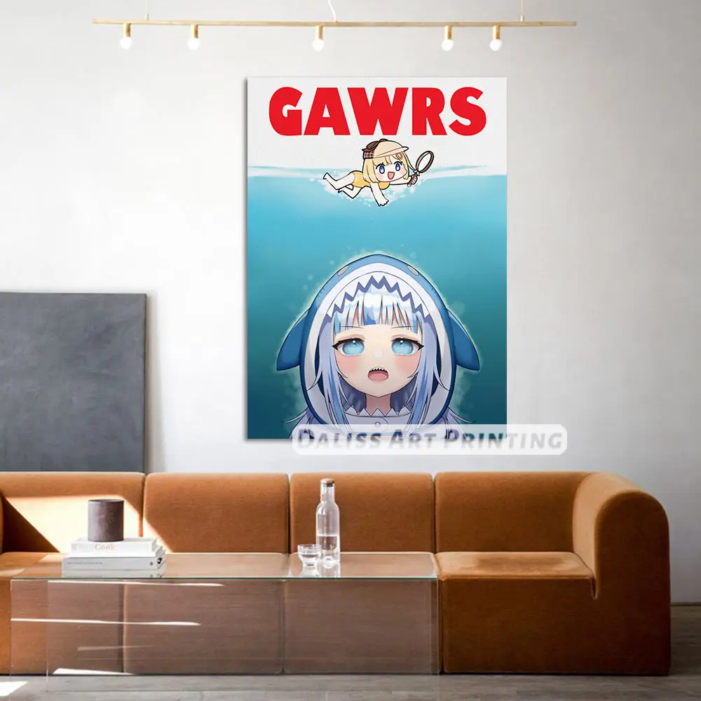 Drobė Anime Gawr Gura Nuotraukas, Namų Dekoravimas Paveikslų, Plakatų HD Spaudinių Sienos Meno Modulinės Kambarį Įrėminti 3