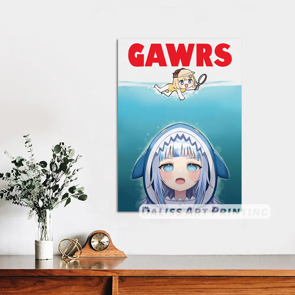 Drobė Anime Gawr Gura Nuotraukas, Namų Dekoravimas Paveikslų, Plakatų HD Spaudinių Sienos Meno Modulinės Kambarį Įrėminti 4