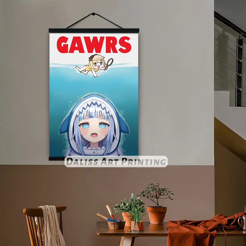 Drobė Anime Gawr Gura Nuotraukas, Namų Dekoravimas Paveikslų, Plakatų HD Spaudinių Sienos Meno Modulinės Kambarį Įrėminti 5