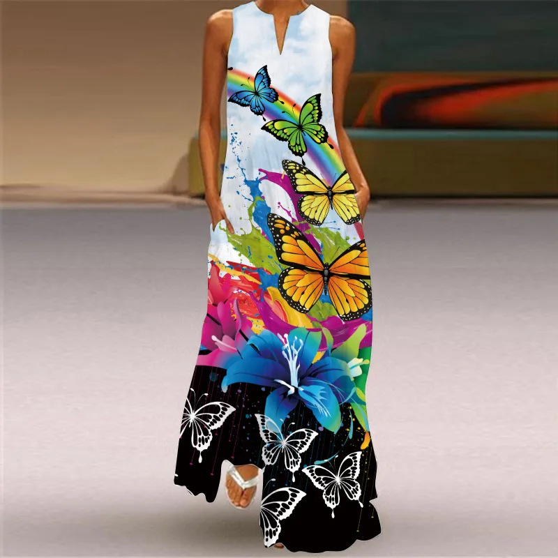 WAYOFLOVE Mados Spausdinti Vasaros Paplūdimio Suknelė 2021 Atsitiktinis Elegantiškas Ilgas Suknelės Moteris Šalis Rankovių Plius Dydis Vintage Suknelė Moterims 1