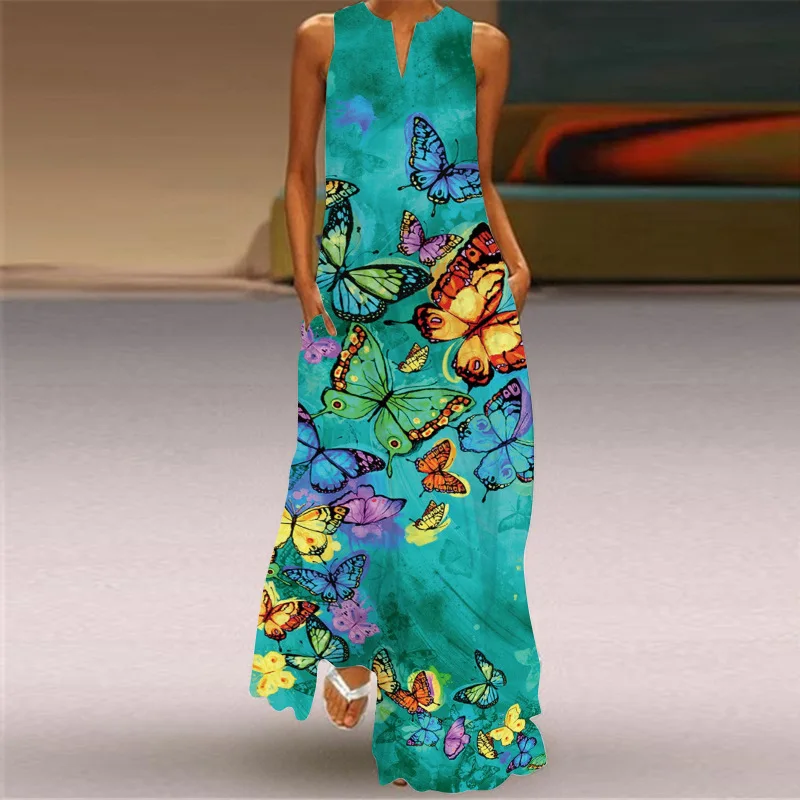 WAYOFLOVE Mados Spausdinti Vasaros Paplūdimio Suknelė 2021 Atsitiktinis Elegantiškas Ilgas Suknelės Moteris Šalis Rankovių Plius Dydis Vintage Suknelė Moterims 4