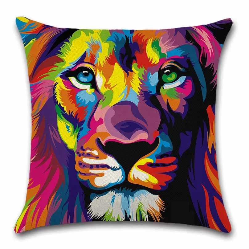 Liūtas spausdinti Gyvūnų spalvinga pagalvėlė apima, Mesti Dekoro Kėdės sėdynė sofa-Dekoratyvinis Namų vaikai draugas kambarį dovana Užvalkalas 4