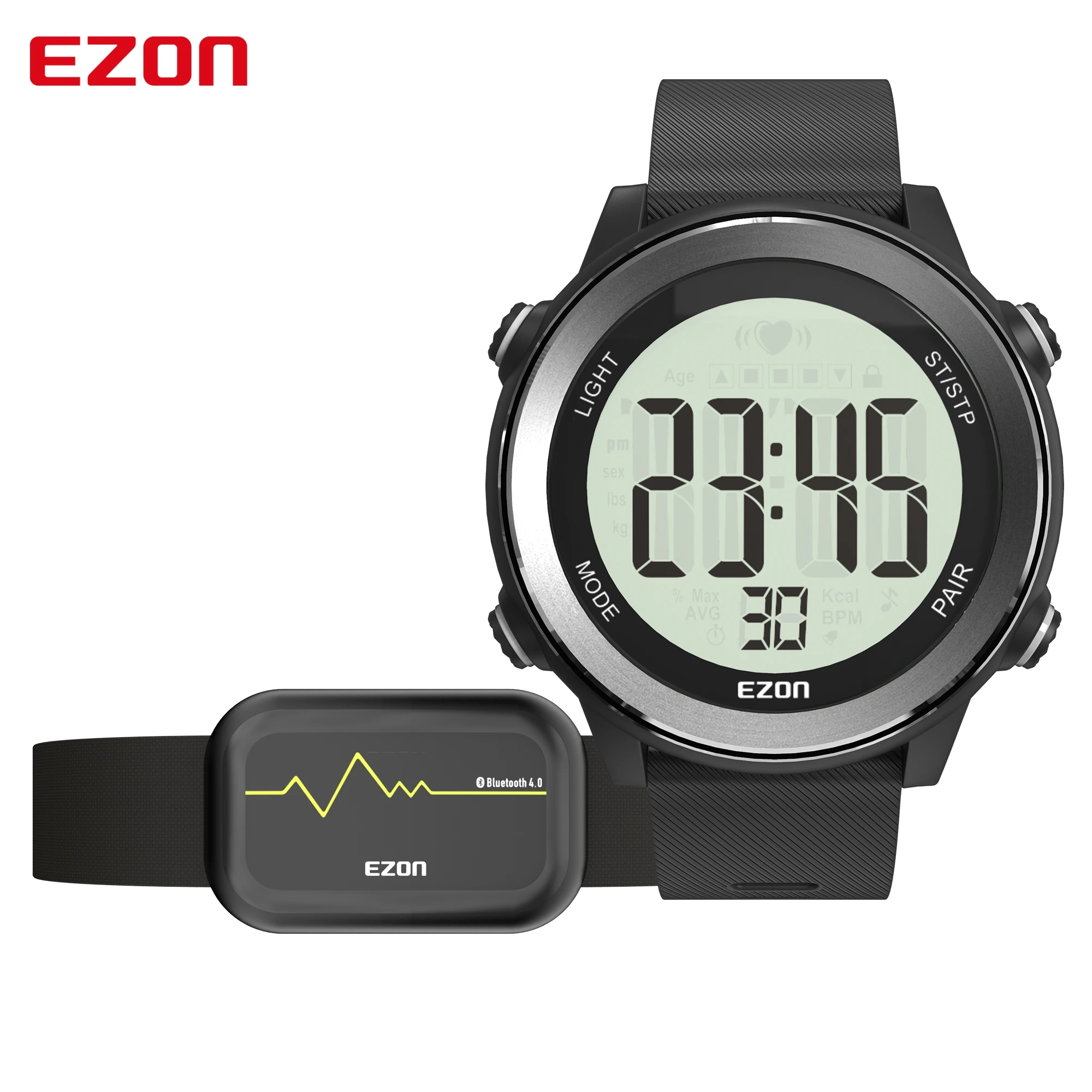 EZON T057 Skaitmeninis Žiūrėti Vandeniui Signalizacijos Kalorijų Veikia laikrodis Su Širdies ritmo Diržas Fitneso Veikia LED 50M Bluetooth Prekės 1