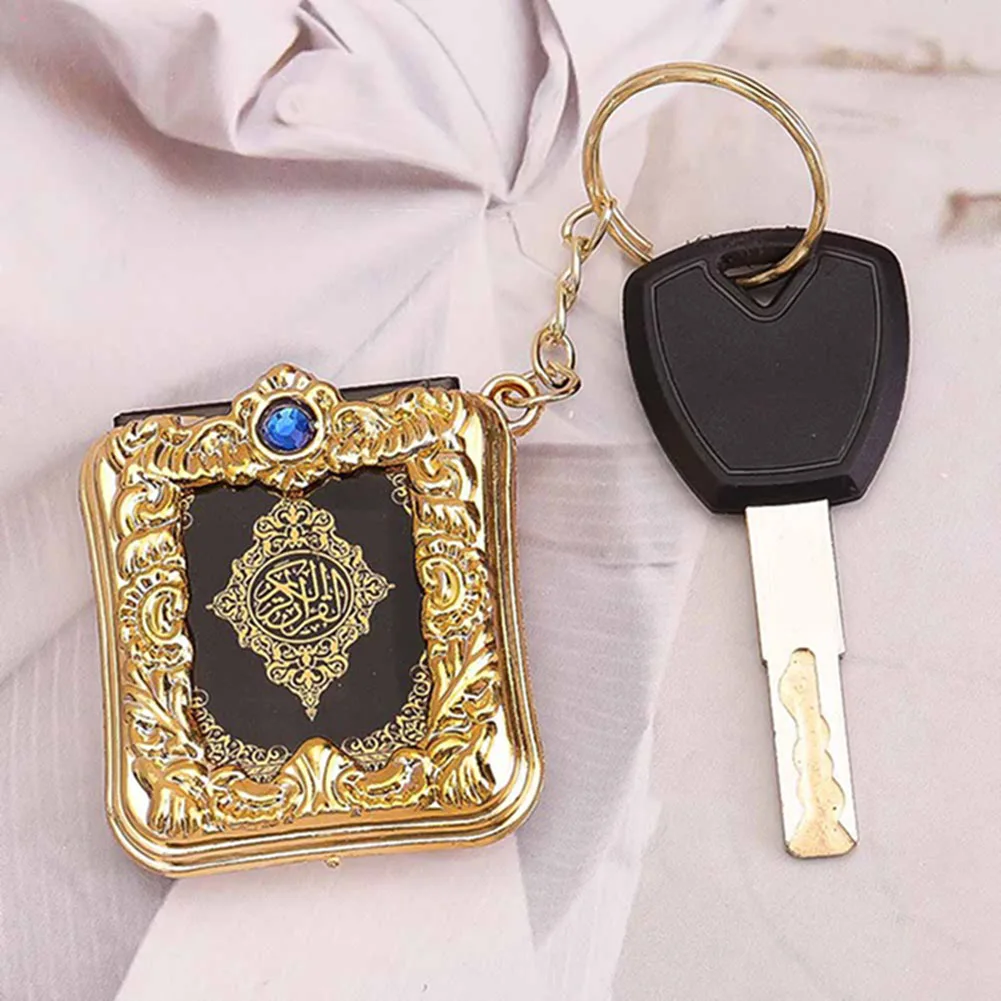 Aukso Spalvos Mini Arabų Koraną, Islamo Keychain Dievas Nekilnojamojo Knygą Gali Skaityti Pakabukas Paketų Prižiūrėtojų Raktinę Mados Religinių Juvelyrikos 1