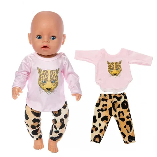 Naujas lėlės drabužiai leopard kostiumas dėvėti tilptų 43cm Zapf kūdikių žaislas naujas gimęs lėlės ir 18inch Amerikos mergina lėlės priedai 2