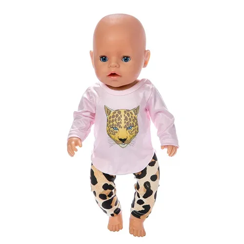 Naujas lėlės drabužiai leopard kostiumas dėvėti tilptų 43cm Zapf kūdikių žaislas naujas gimęs lėlės ir 18inch Amerikos mergina lėlės priedai 4