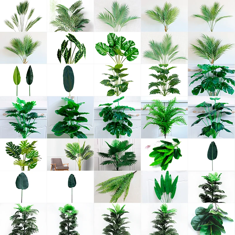 50-123cm 36 Rūšių Didelių Tropinių Palmių Platic Augalai Netikrą Šakos, Vasarą žali Augalai Nekilnojamojo Touch Balkonas Buveinės Šalies Apdaila 2