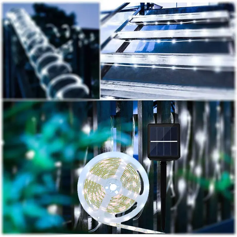 Saulės String Pasakų Žibintai 1-5M 60 LED/M, atspari Vandeniui Lauko Girlianda Saulės Energijos Lempos Kalėdų Stygos Sodo Puošmena 4
