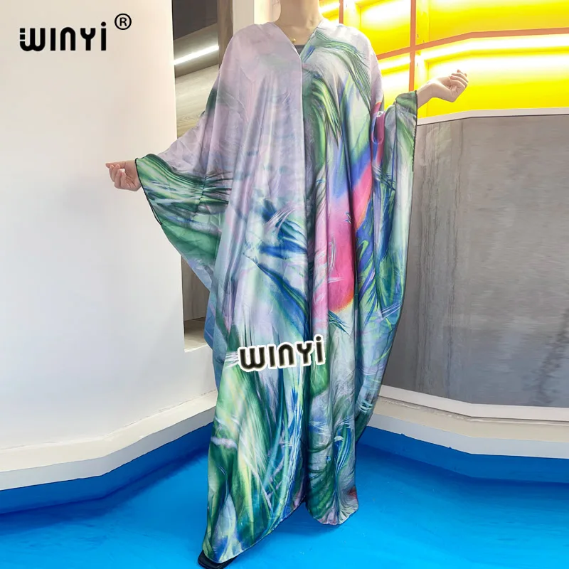 Vasaros Artimųjų Rytų aukštos kokybės sukienka ruoželiniu mados spausdinti 2021 WINYI Maxi moterų rūbeliai long beach V-kaklo Bohemijos suknelė 1