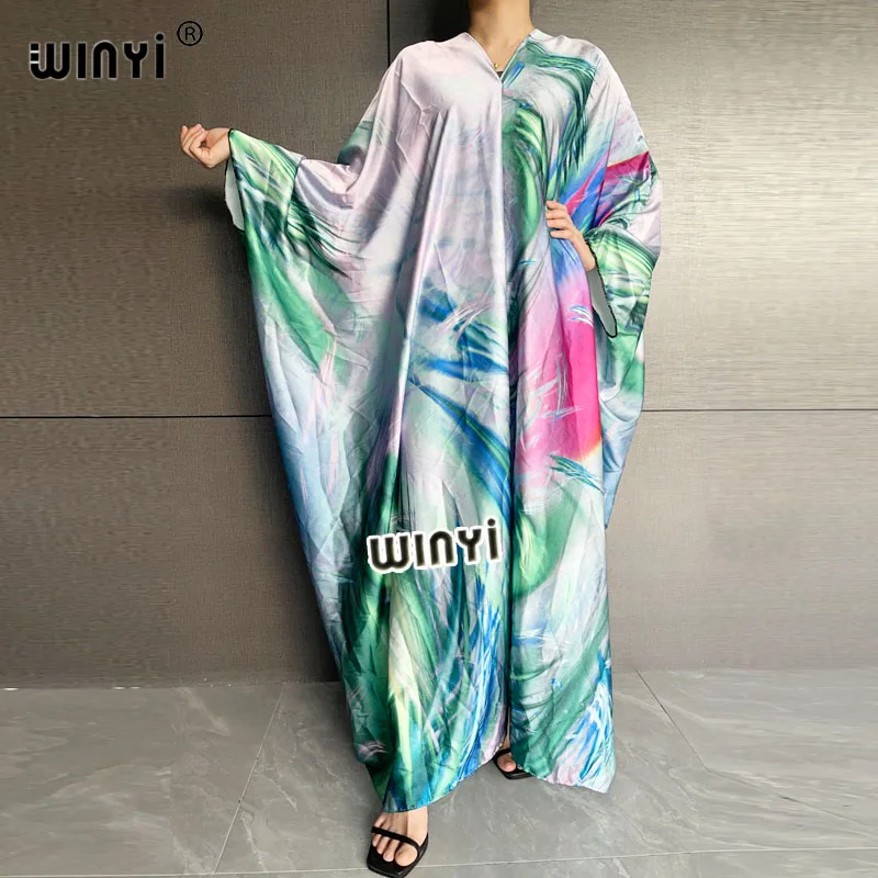 Vasaros Artimųjų Rytų aukštos kokybės sukienka ruoželiniu mados spausdinti 2021 WINYI Maxi moterų rūbeliai long beach V-kaklo Bohemijos suknelė 2