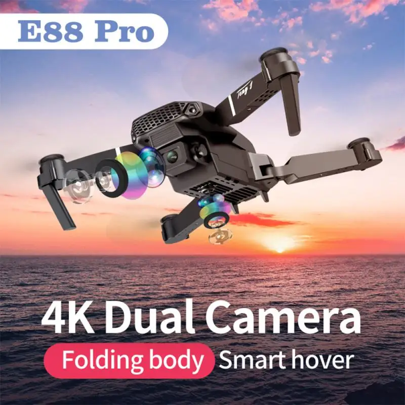 E88 Drone Su 4K Plataus Kampo Dual Camera Vaizdo Nustatymo 1080P WIFI Aukštis Išsaugojimo Fordable Smart Oro Fotografija 0