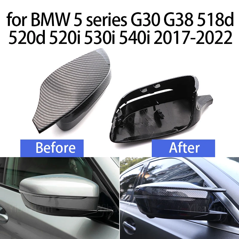 2vnt Modifikuotų LHD Anglies Pluošto Modelis Veidrodžio Dangtelis Dangteliai, BMW 5 Serijos G30 G38 518d 520d 520i 530i 540i 2017-22 M4 Stiliaus RHD 4