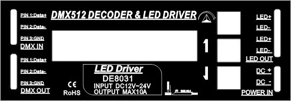 Nemokamas pristatymas 1CH DMX512 Dekoderis & LED Driver DMX RGB Valdiklis Nuolatinės Įtampos Modelis:DE8031 2