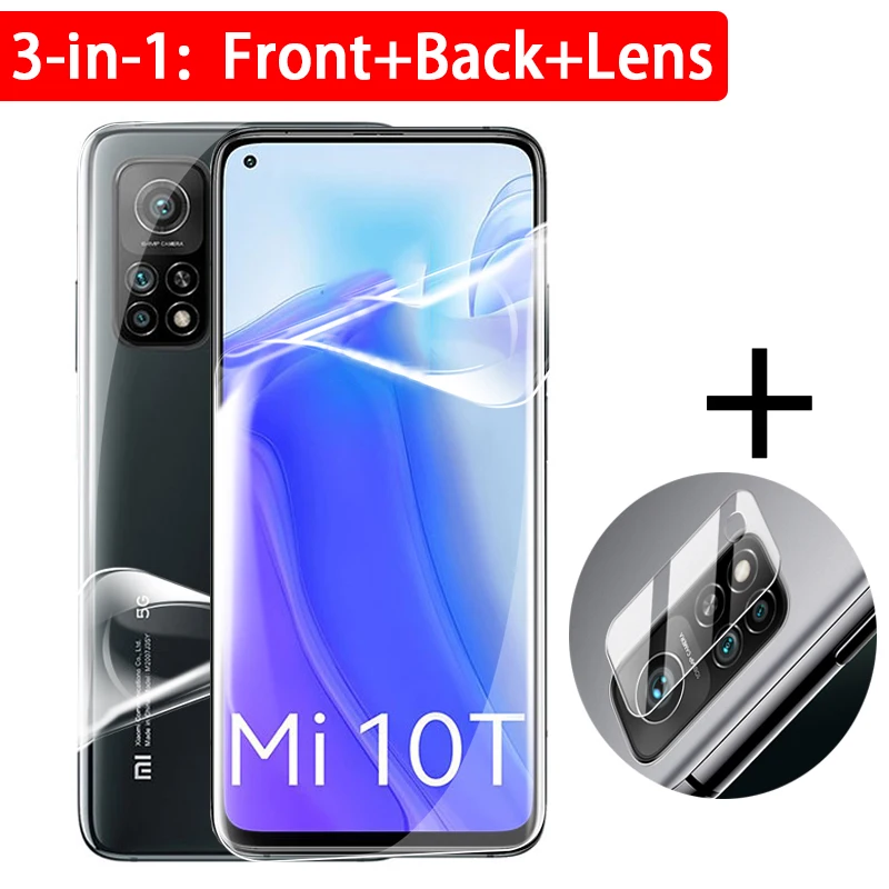 3in1 Ekrano Atgal Hidrogelio Filmas Xiaomi Mi 10T 10 Pastaba Pro Mi10 Lite 5G Ultra T Mi10t 10pro 10lite Kamera Raštas Ne Stiklo 3