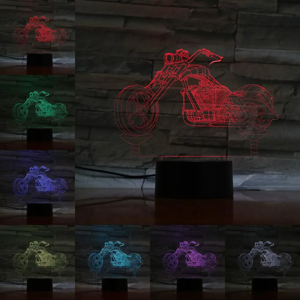3D Naktį Šviesos Motociklų 3D Lempos, LED Lemputės, Blykstės Motorinių Led Daugiaspalvis Apšvietimas Pakeisti RGB Tėtis Gimtadienio Dovana, Namų Interjero Dizainas 5