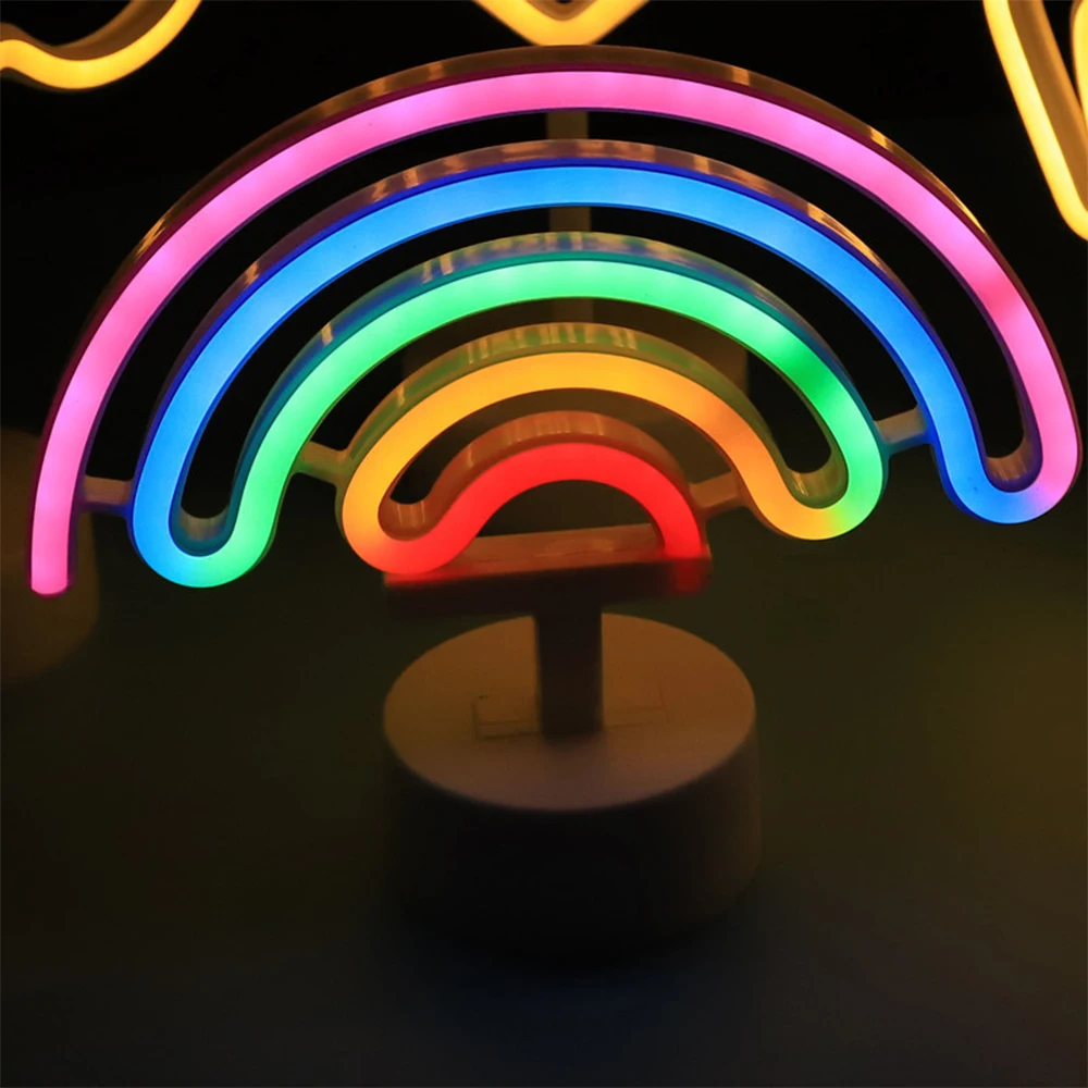 Neoninis Ženklas USB LED Dekoracija Lempos Vaivorykštės Namų Vaikas Kambarys Naktiniai Nakties Šviesos Dekoras, Šviesos, Vaikams Kalėdų Dovana 3