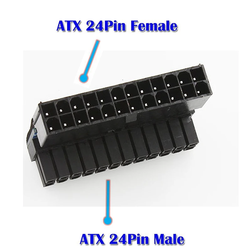 Atx 24 Pin Moteris 24-Pin Male Stačiu Kampu Adapteriu Kompiuterio Maitinimo Šaltinis 0