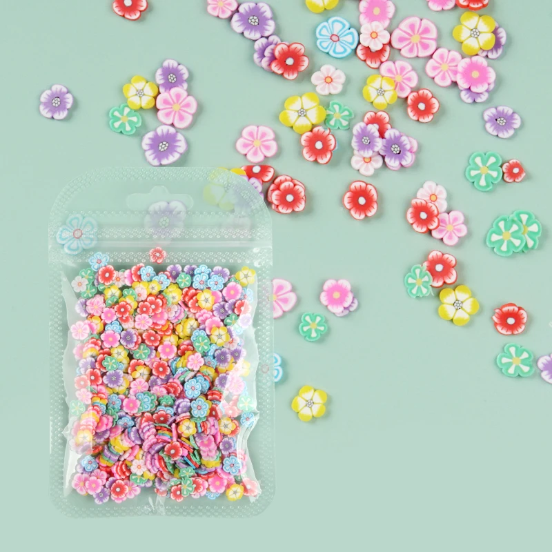 Minkštas Molis Mini Gėlių Nail Art Dribsnių Skiltelės Spalvinga Pavasario Vasaros Nagai Priedai Daisy Gėlių Polimero Molio Gabalas Apdaila 0