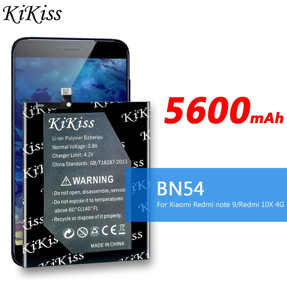 Už Xiao Mi Telefono Baterija BN54 už XIAOMI Hongmi Redmi 9 Pastaba Note9 BN54 5600mAh Pakeisti Ličio-jonų Polimerų Baterija + Įrankiai 0