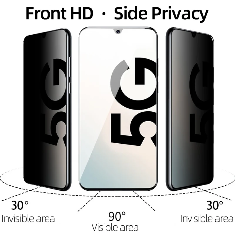 Privacy Screen Protector Grūdintas Stiklas Samsung S21 Plius A72 A52 A32 A70 A30 M31S S20 FE S10e A12 A22 M62 F62 Anti Spy Stiklo 3
