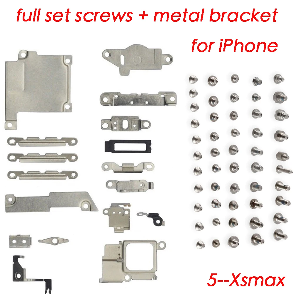 Pilnas Komplektas Smulkių Metalinių Vidaus Laikiklis dalys + Visiškai Varžtai iPhone 5 5C 5S 6 6P 6s 6sPlus 7 7Plus 8 Plus X XR XS MAX 0