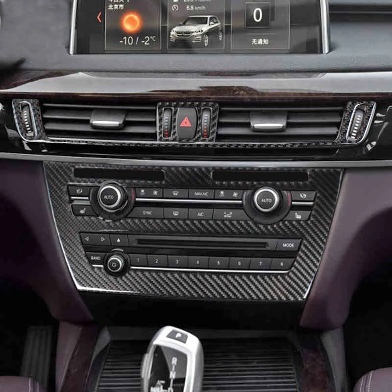 Anglies Pluošto Automobilio Salono Pavarų Oro Kondicionavimo sistema, CD Skydelis Skaitymo Šviesos Padengti Apdaila Lipdukas BMW X5 X6 F15 F16 Priedai 1