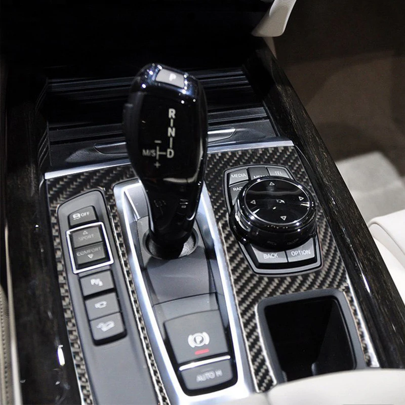 Anglies Pluošto Automobilio Salono Pavarų Oro Kondicionavimo sistema, CD Skydelis Skaitymo Šviesos Padengti Apdaila Lipdukas BMW X5 X6 F15 F16 Priedai 5