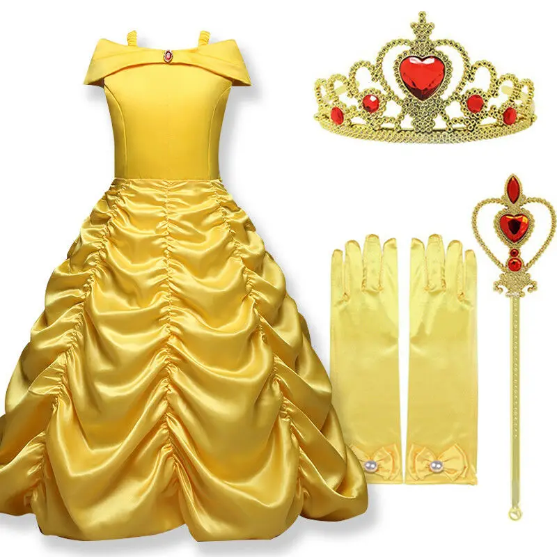 Grožio ir Žvėrys Gražuolė Princesė Kostiumas Mergaitėms, Vaikams, Vaikų Helovinas Fancy Dress Up Priedai 3-10 Metų 5
