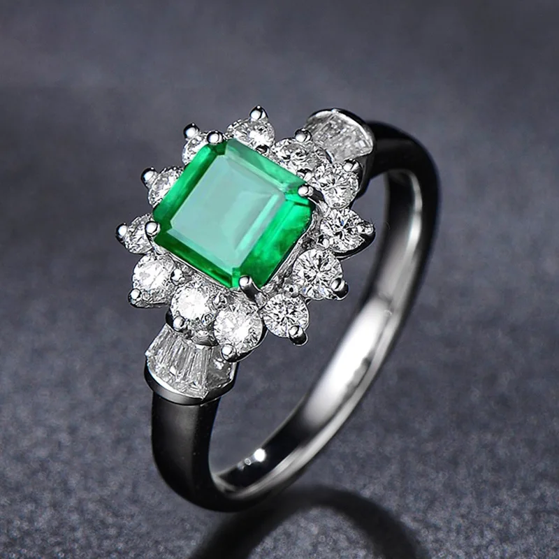 Prabangus retro deimanto žiedas asmenybės kūrybinės naujų smaragdas gamtos cirkonis, smaragdas žiedas moterims Fine jewelry 1