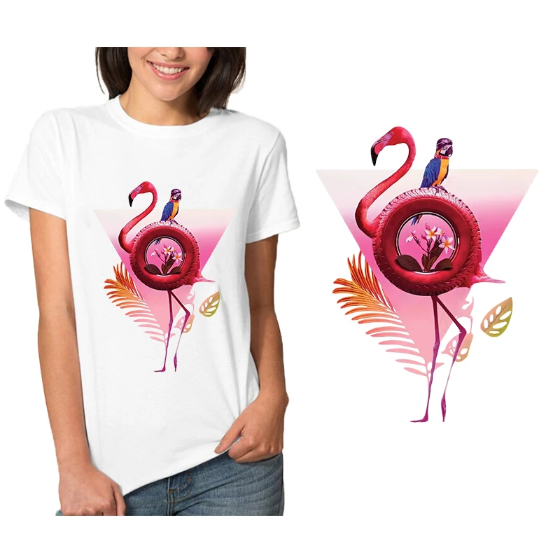 Flamingo Vilkas Katė Lyginimo Šilumos Perdavimo lygis Skalbti Pleistrai Lipdukas Drabužių T-shirt 