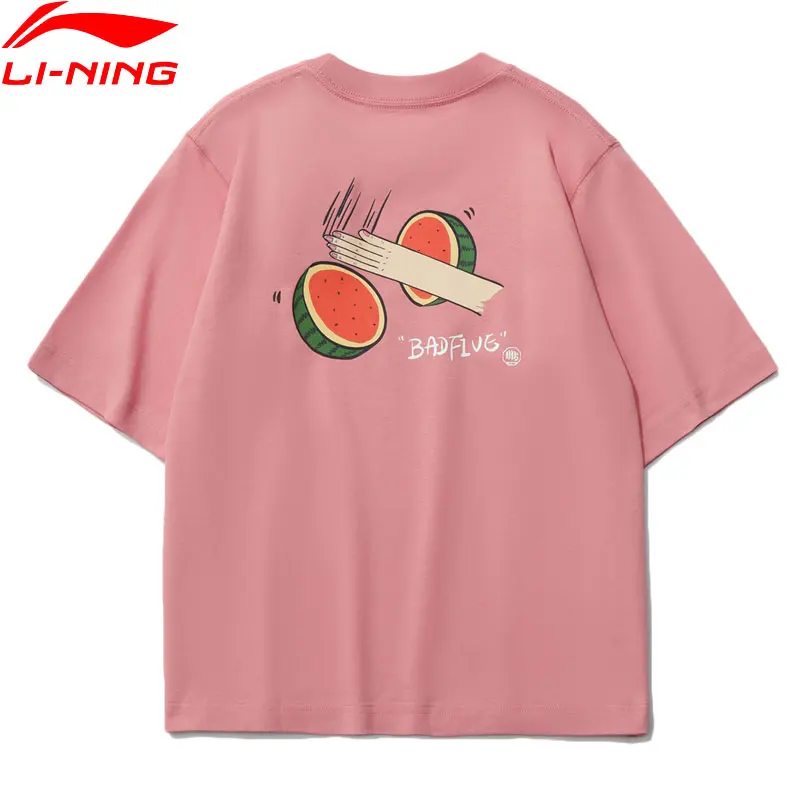 Li-Ning Moterų BADFIVE Krepšinio Trumpas Rankovėmis Tee Medvilnės Prarasti Kvėpuojantis Pamušalas Sporto Grafinis T-shirts AHSR096 2