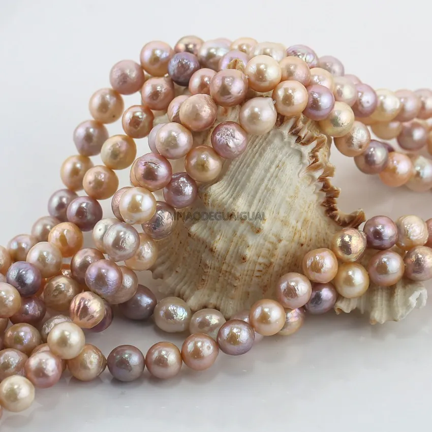 APDGG Originali Natūralūs Gėlo vandens 10-11mm Edison mišrios spalvos perlų sruogos prarasti karoliukai moterų lady papuošalai 