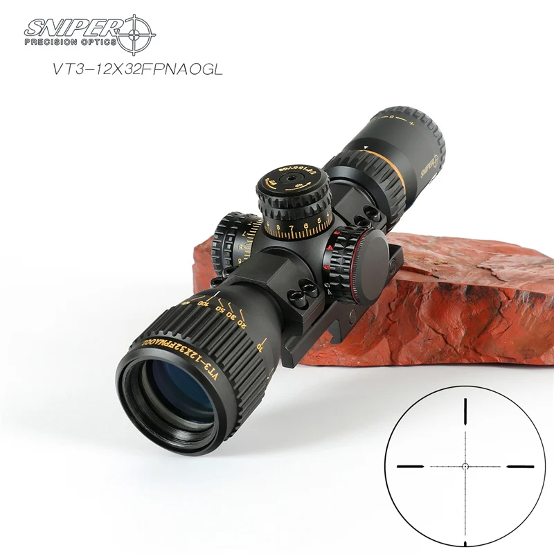 SNAIPERIS VT 3-12X32 FFP Medžioklės Kompaktiškas Optinį Taikiklį Taktinis Riflescope Stiklo Išgraviruotas Tinklelis Raudonos, Žalios llluminate medžioklės optika 0