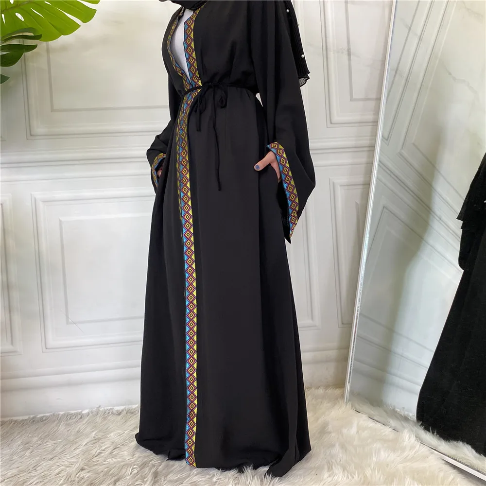 Artimųjų Rytų Mados Šifono Spausdinimo Kuklus Skraiste Musulmonų Moterims Turkijos Caftan Kaftan Islamo Drabužių Maxi Kimono Dubajus Abaja 0