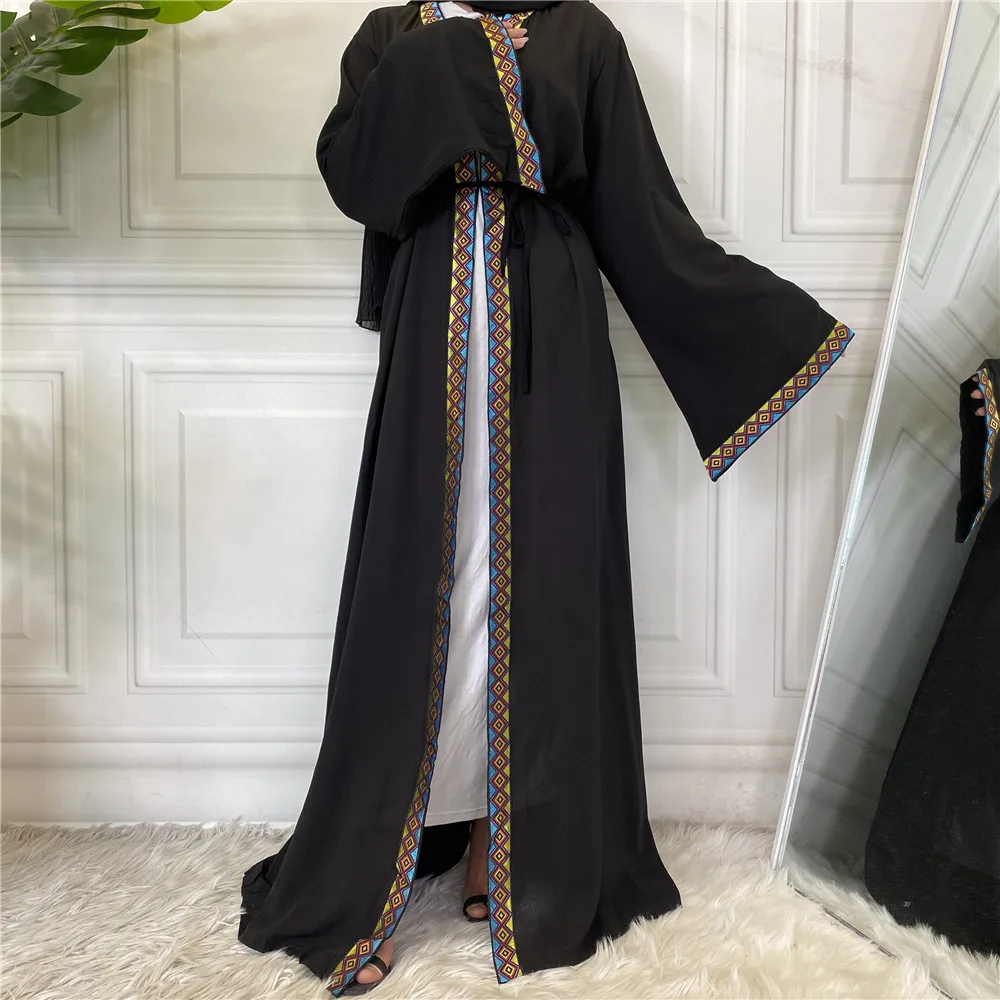 Artimųjų Rytų Mados Šifono Spausdinimo Kuklus Skraiste Musulmonų Moterims Turkijos Caftan Kaftan Islamo Drabužių Maxi Kimono Dubajus Abaja 2