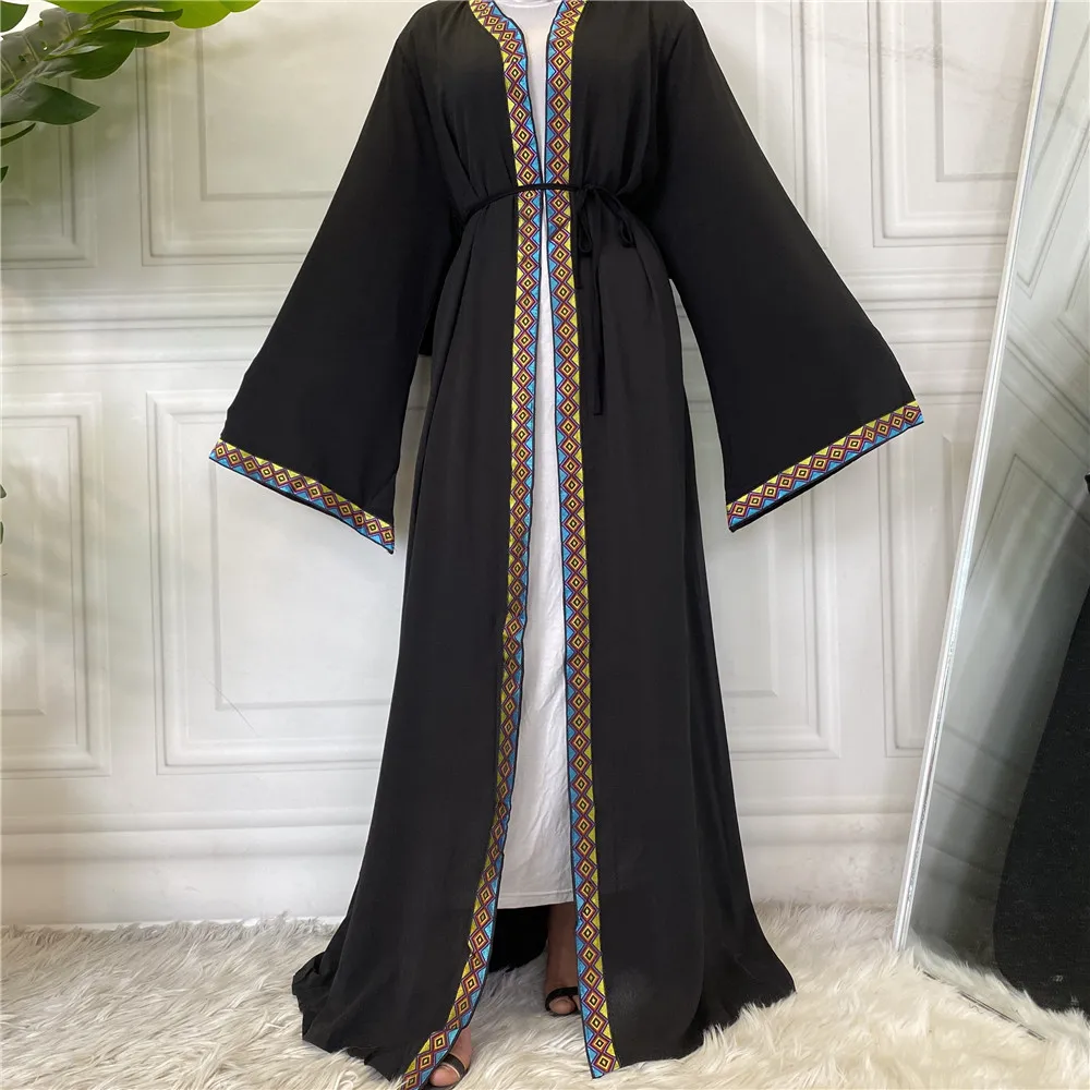 Artimųjų Rytų Mados Šifono Spausdinimo Kuklus Skraiste Musulmonų Moterims Turkijos Caftan Kaftan Islamo Drabužių Maxi Kimono Dubajus Abaja 5