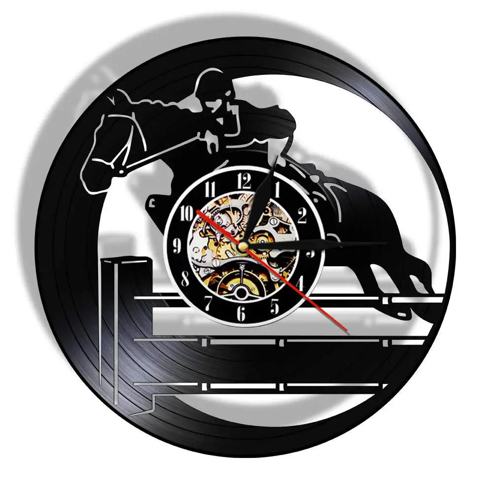 Akrilo Jodinėjimas, Sporto 3D Sieninis Laikrodis Dekoratyvinis Arklių Rider Jojimo Sieniniai Laikrodžiai Kambarį Už Equestrianism Hobis 0