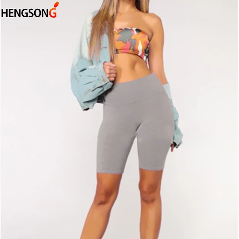 Moterų Plonas Fitneso Trumpos Kelnės Atsitiktinis Ponios Slim Kelnės Aukšto Juosmens Vasaros Apačioje Kelio Ilgis Juoda Šortai Bodycon Streetwear 2