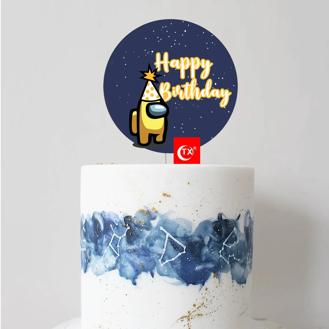 Astronautas Happy Birthday Cake Toppers Akrilo Kosmoso Erdvėlaivių Tortas Šaligatvio Vaikams Gimtadienio Torto Kepimo Dekoras 2