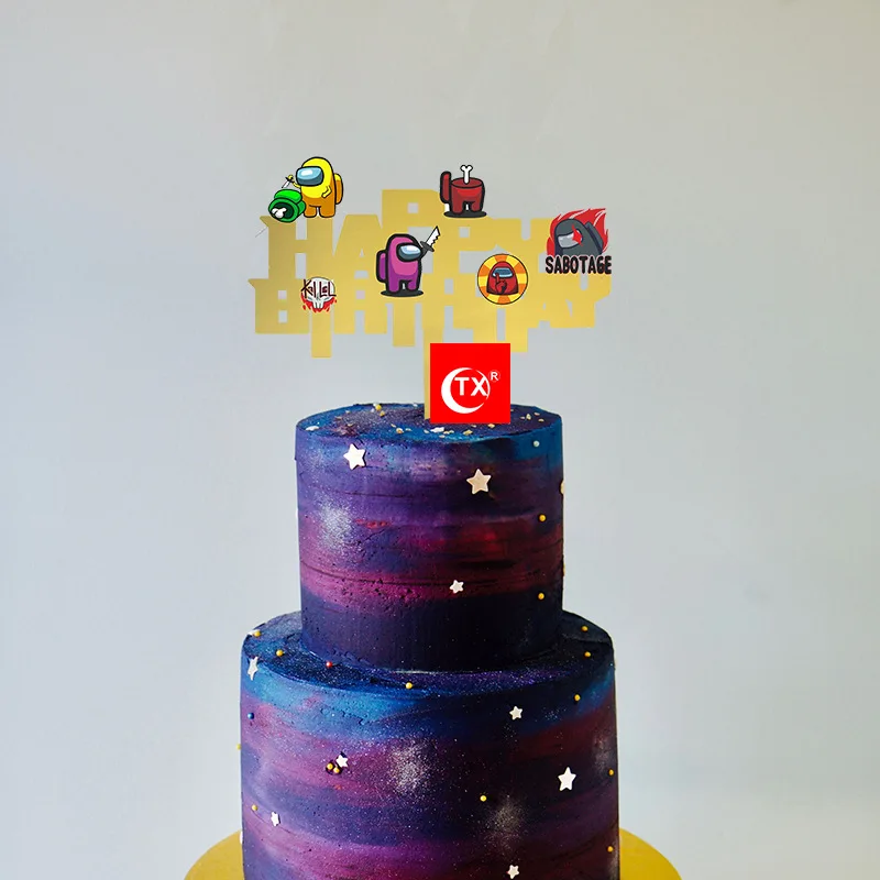 Astronautas Happy Birthday Cake Toppers Akrilo Kosmoso Erdvėlaivių Tortas Šaligatvio Vaikams Gimtadienio Torto Kepimo Dekoras 4