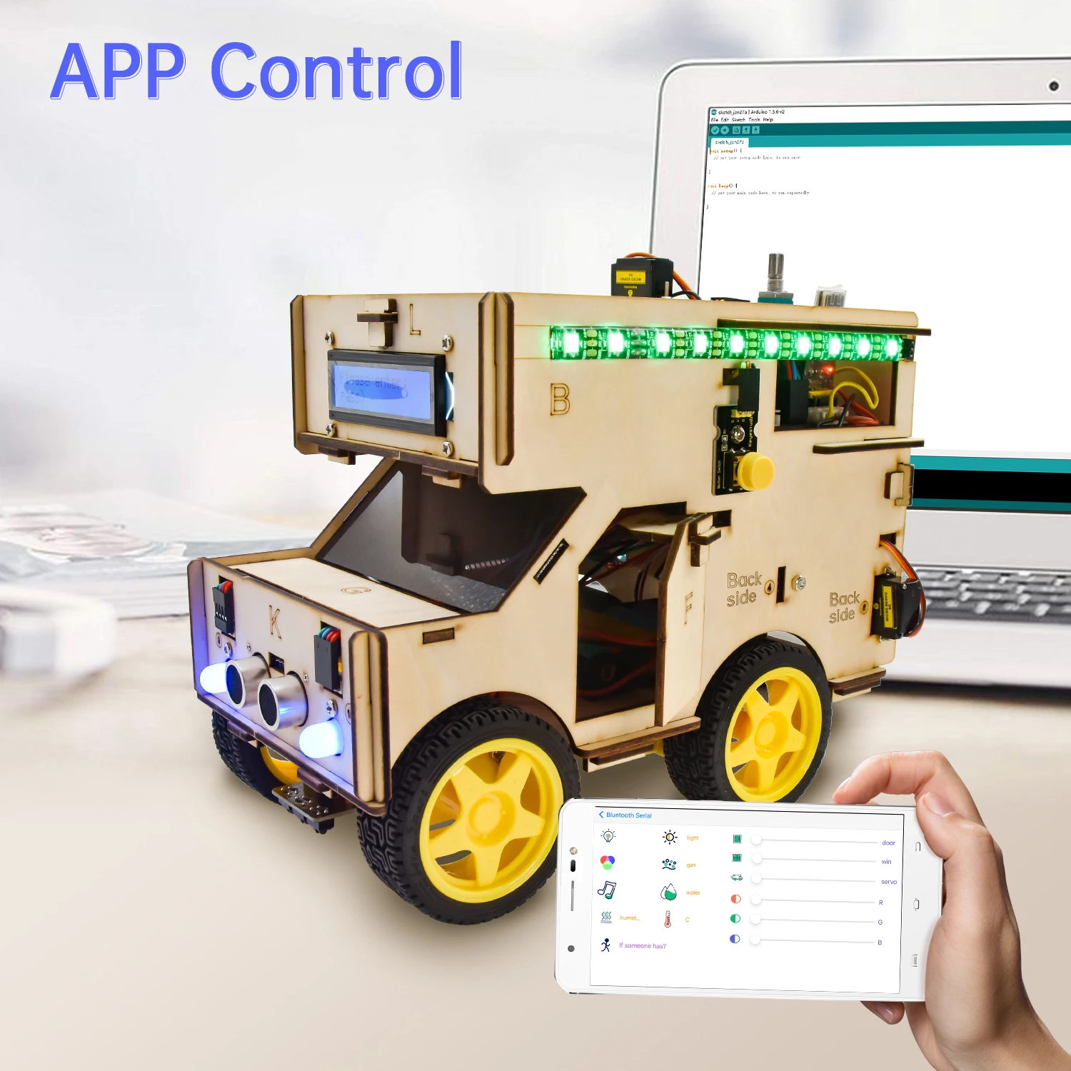 Keyestudio Smart RV Robotas Starter Kit Ratų Namas Automobilį Arduino Robotas KAMIENINIŲ Programavimo Automobilių Žaislai Vaikams Android/IOS 1