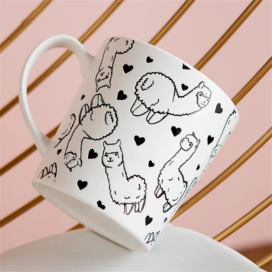 Keramikos arbatos puodelio vyrų ir moterų mielas pieno taurės didelės talpos alpaka puodelis ins ,kūrybingi pusryčiai avižiniai dribsniai kavos puodelio vandens 5